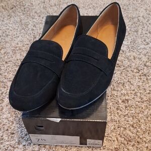 J. Crew Black Suede Penny Loafer Flats